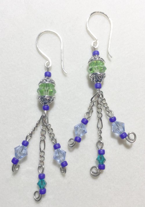 Kristal Wick's Seabreeze Earrings - , Contemporary Wire Jewelry, Loops, Wire Loop, Wrapped Wire Loop, green crystal earrings